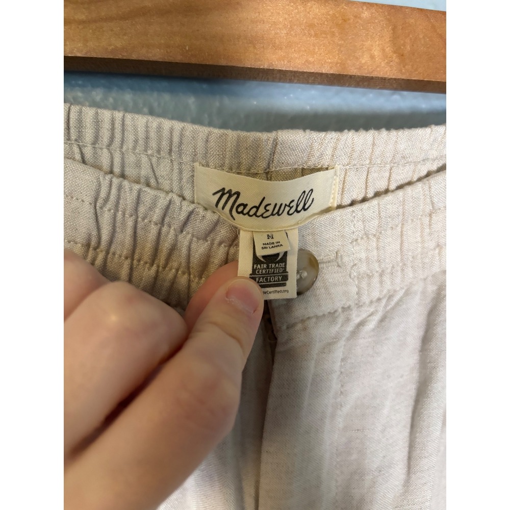 Madewell Linen Blend Track Trousers Heathered Natural Beige Size Medium - Picture 4 of 11